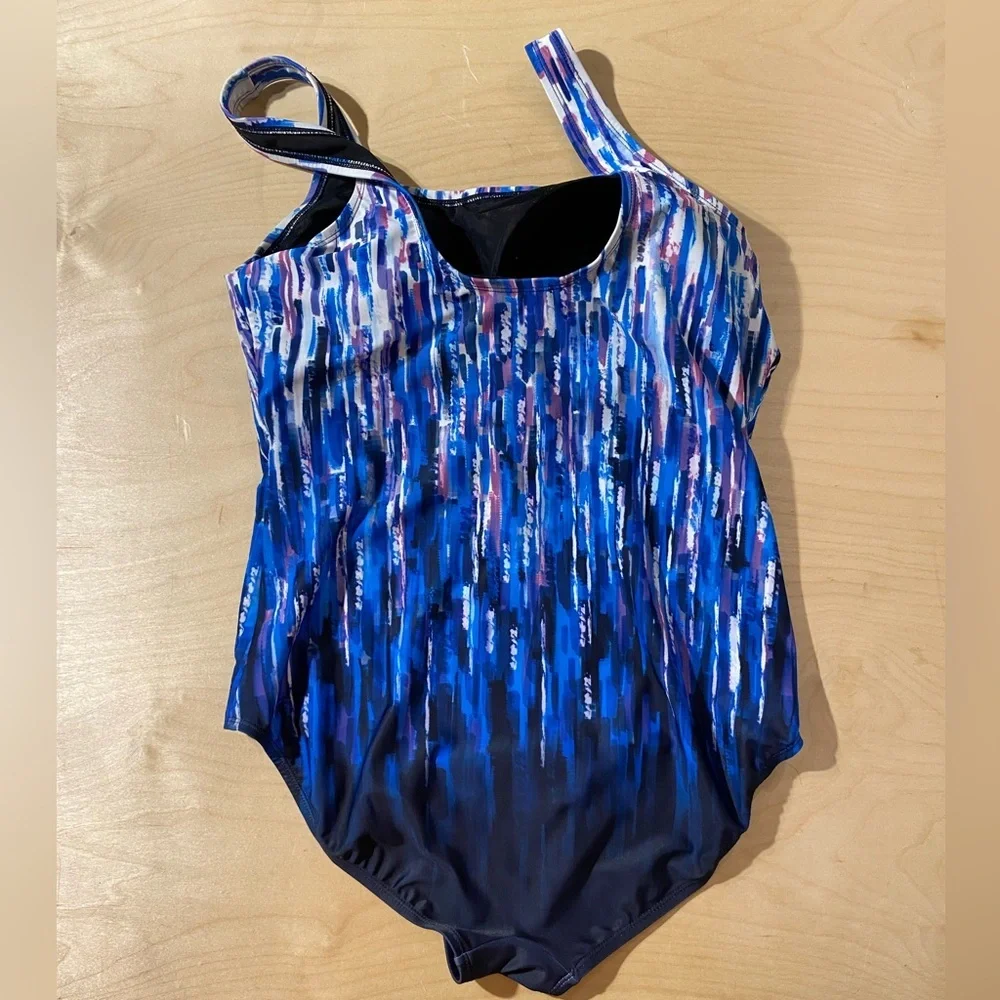 Swim Suits For All Blue and Purple SwimSuit 16 (OO)